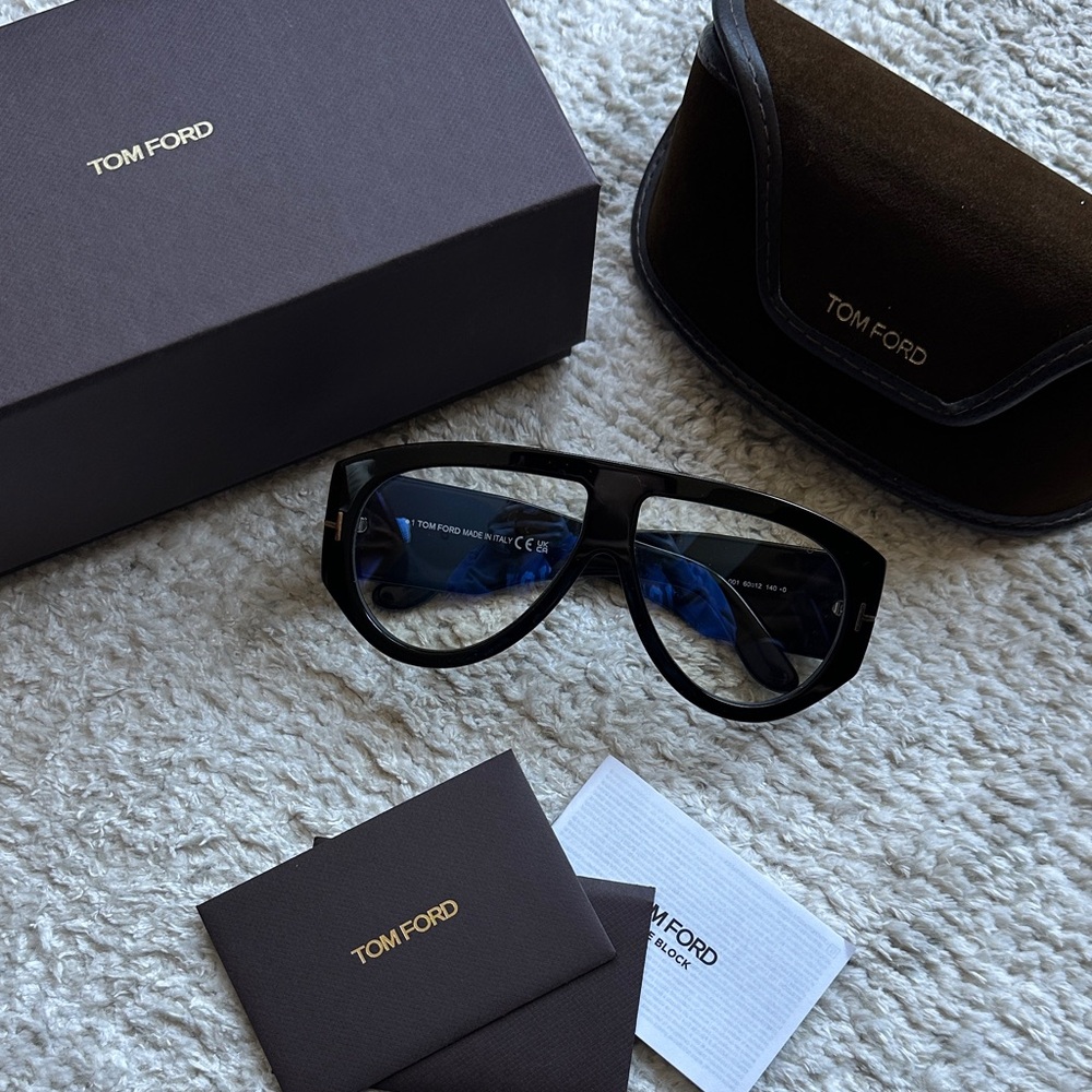 Tom Ford Black Sunglasses with Blue Lenses
